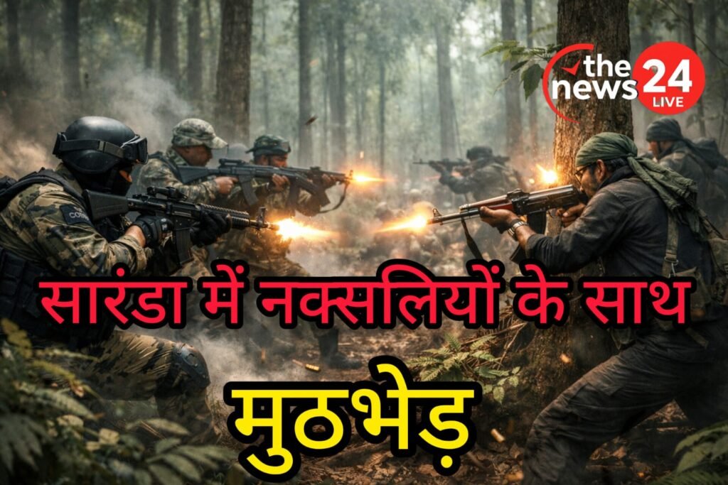 सारंडा जंगल में नक्सलियों और पुलिस के बीच मुठभेड़ का दृश्य