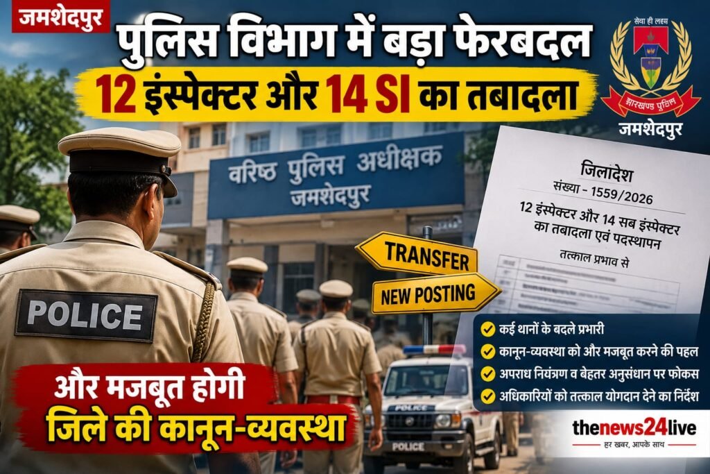 Jamshedpur Police Transfer 2026 12 Inspector 14 SI