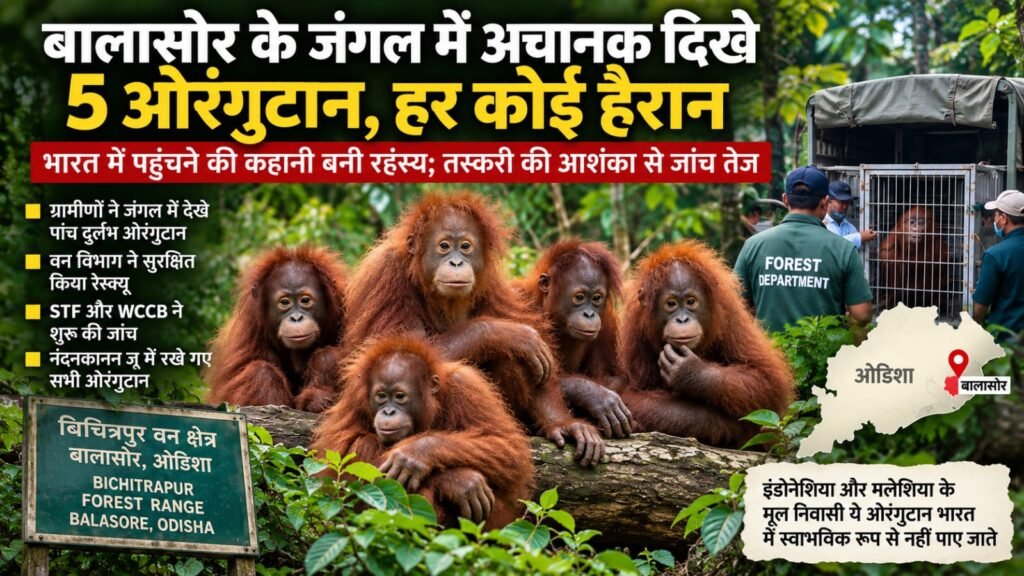 ओडिशा के बालासोर में पांच ओरंगुटान मिलने से वन विभाग और पुलिस हैरान