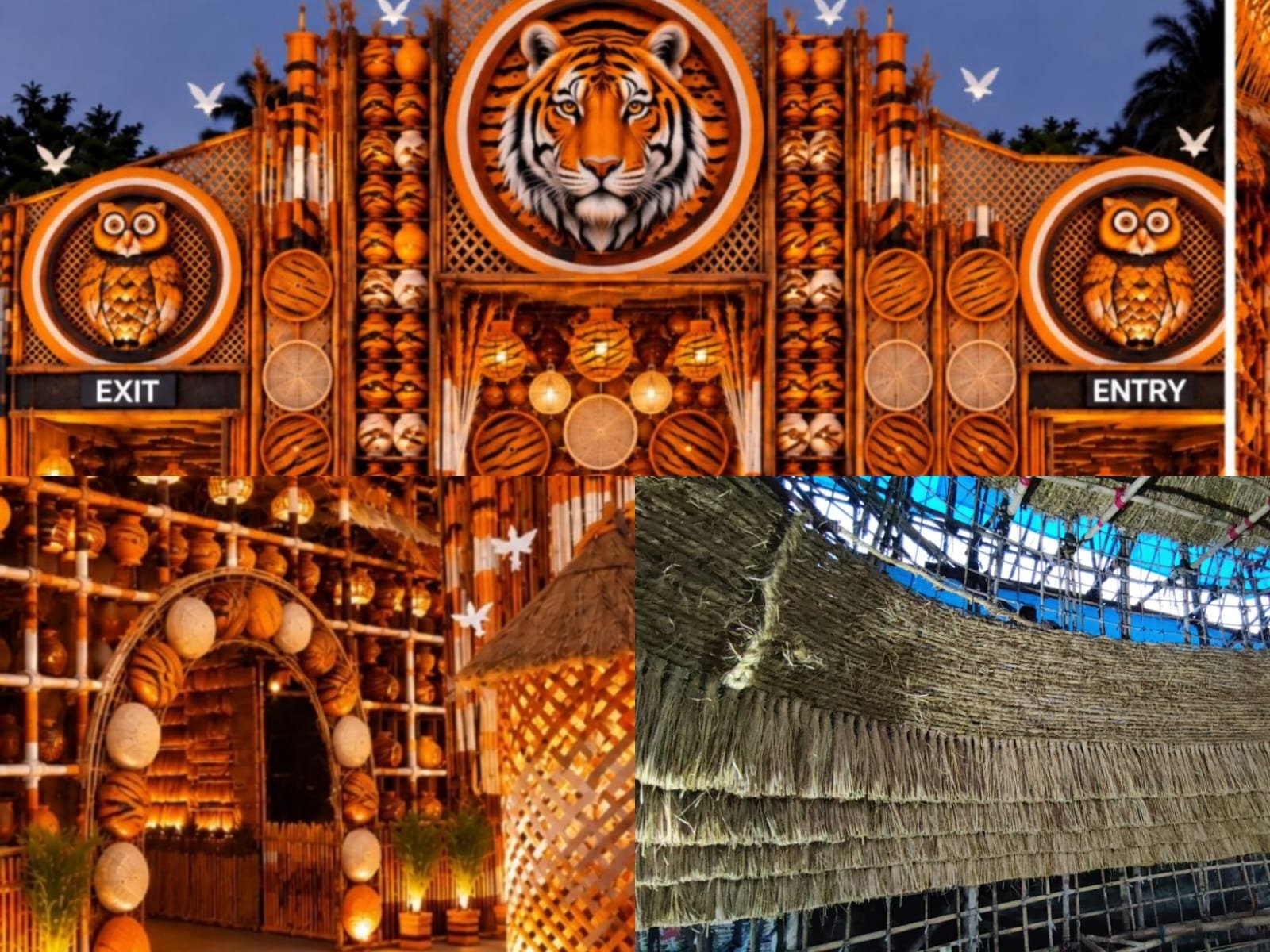 आदित्यपुर के हरिओम नगर में मां भवानी यूथ क्लब द्वारा मिट्टी की हांडी और पुआल से 10,000 वर्गफीट का अनोखा दुर्गा पूजा पंडाल